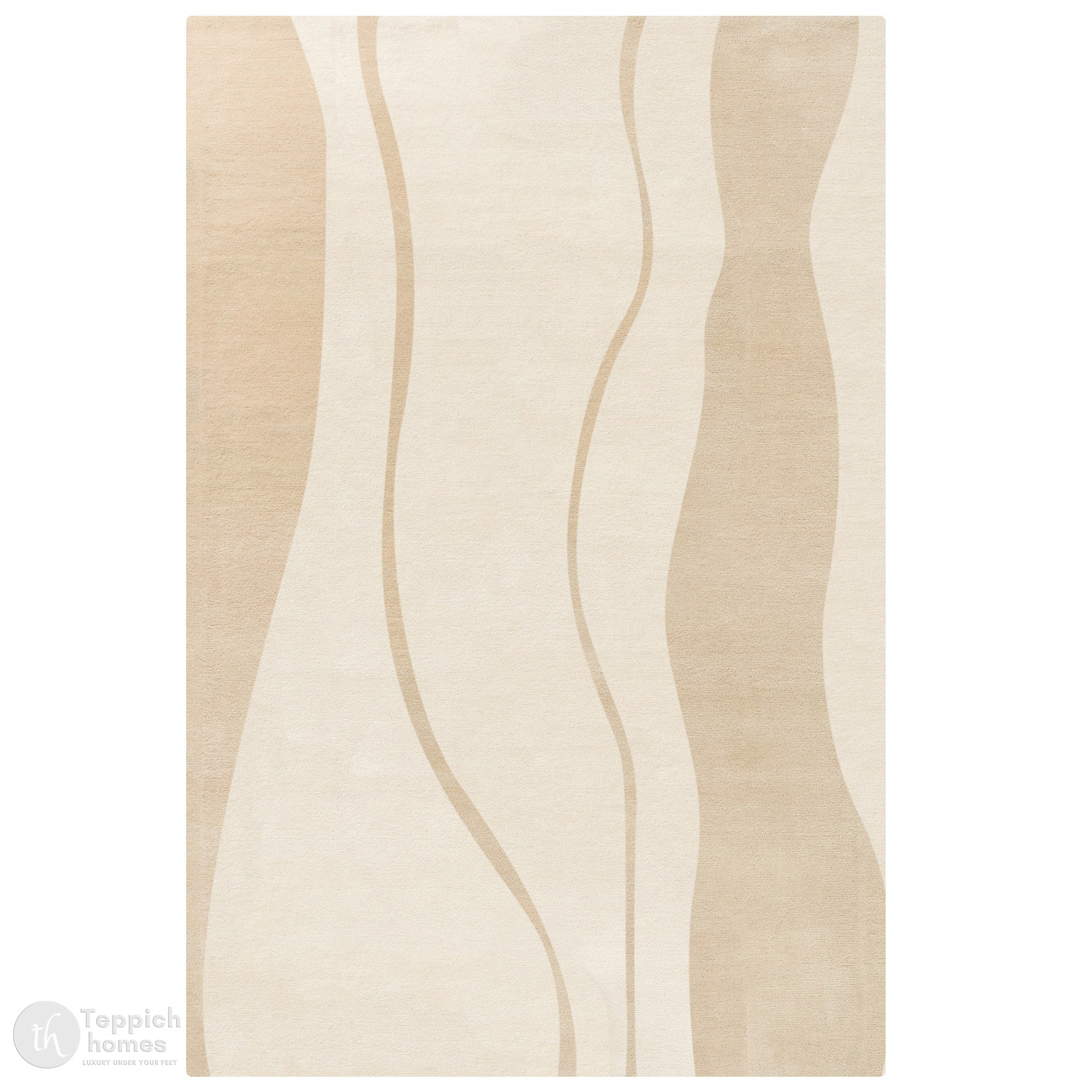 Modern Wavy Beige Area Rug