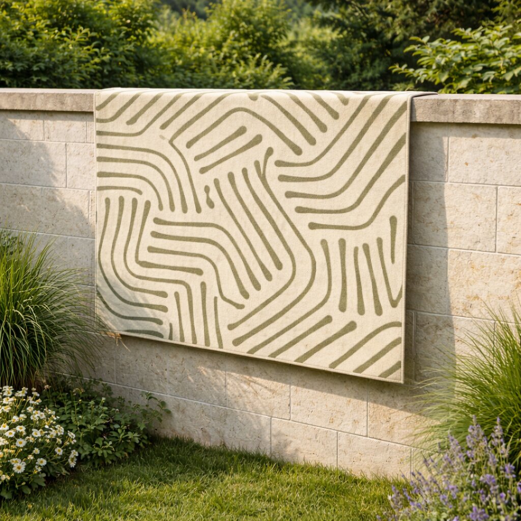 Contemporary Curved Pattern Bedroom Rug