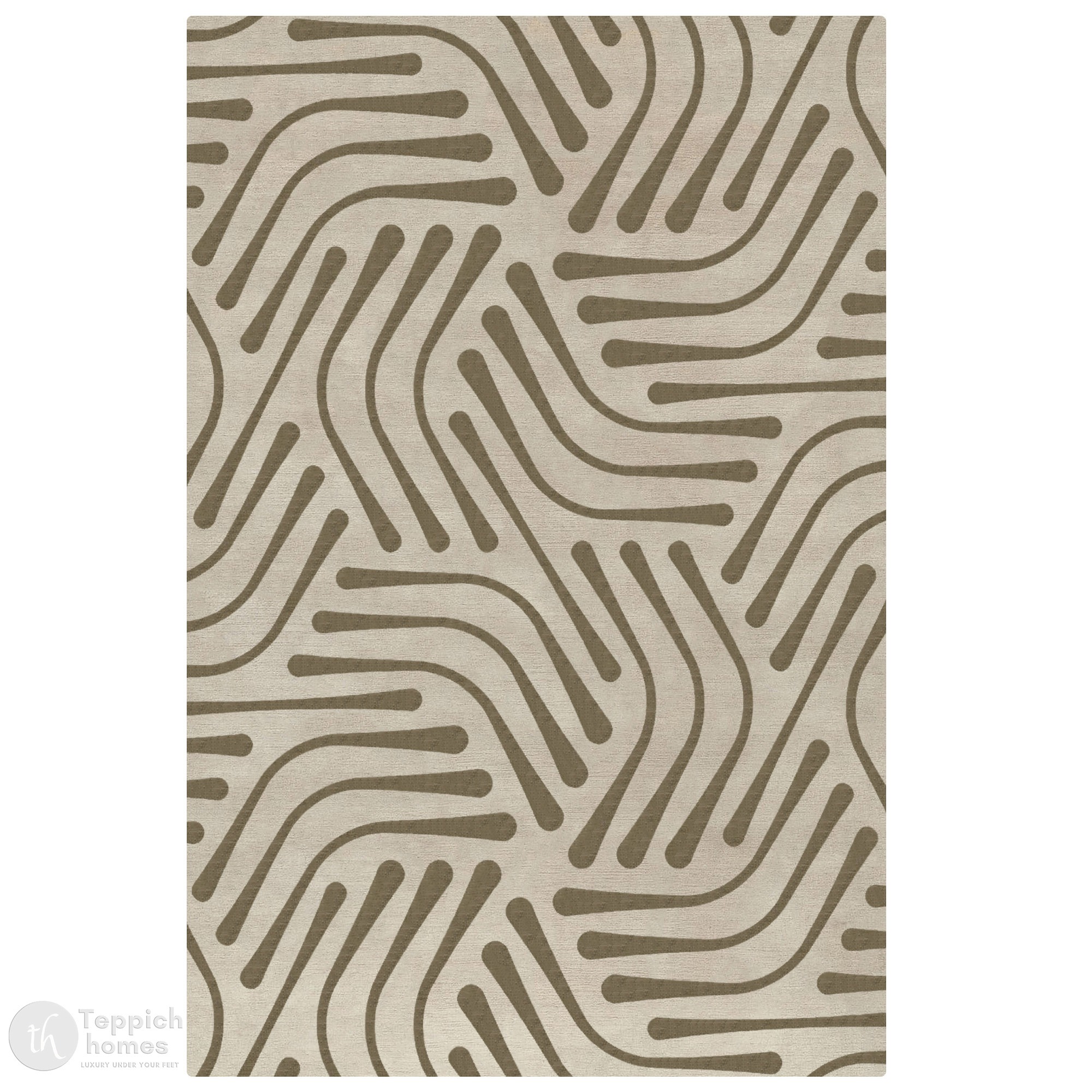 Contemporary Curved Pattern Bedroom Rug