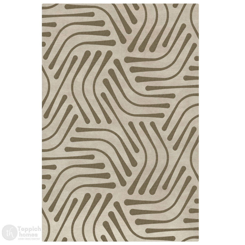 Image of Contemporary Curved Pattern Bedroom Rug