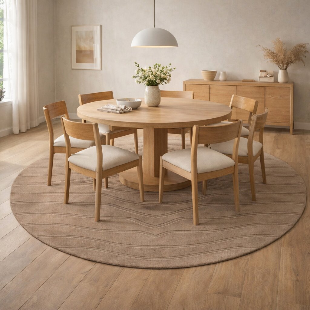 8x8 Wool rug  Tufted wool carpet  Round neutral rug  6x6 7x7 9x9 10x10  Handmade  14x14 Area rug