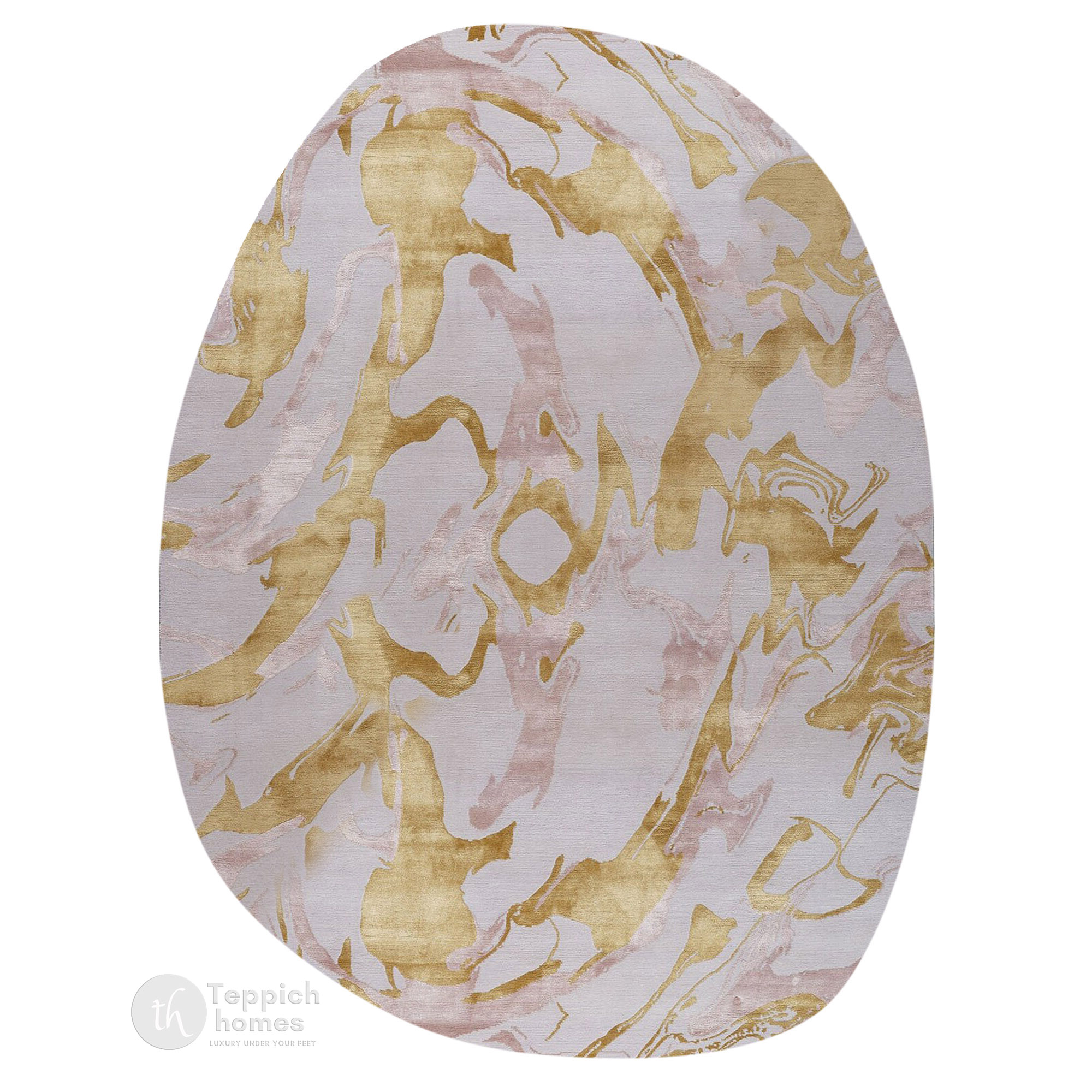 Luxury Abstract Marble Design Oval Rug 6x10