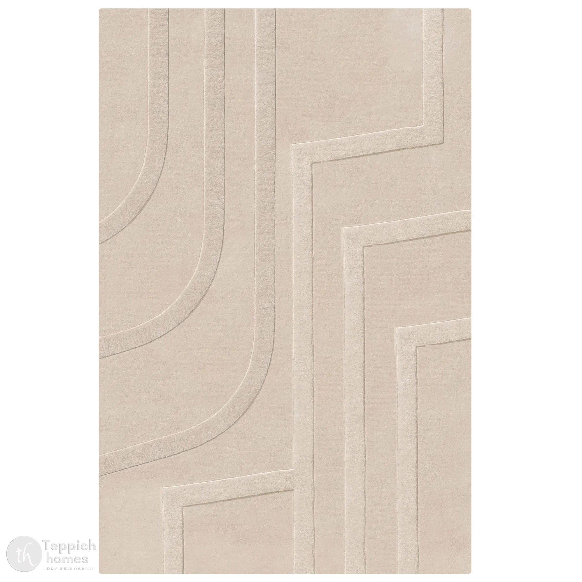 Minimalist Neutral Raised Line Wool Rug