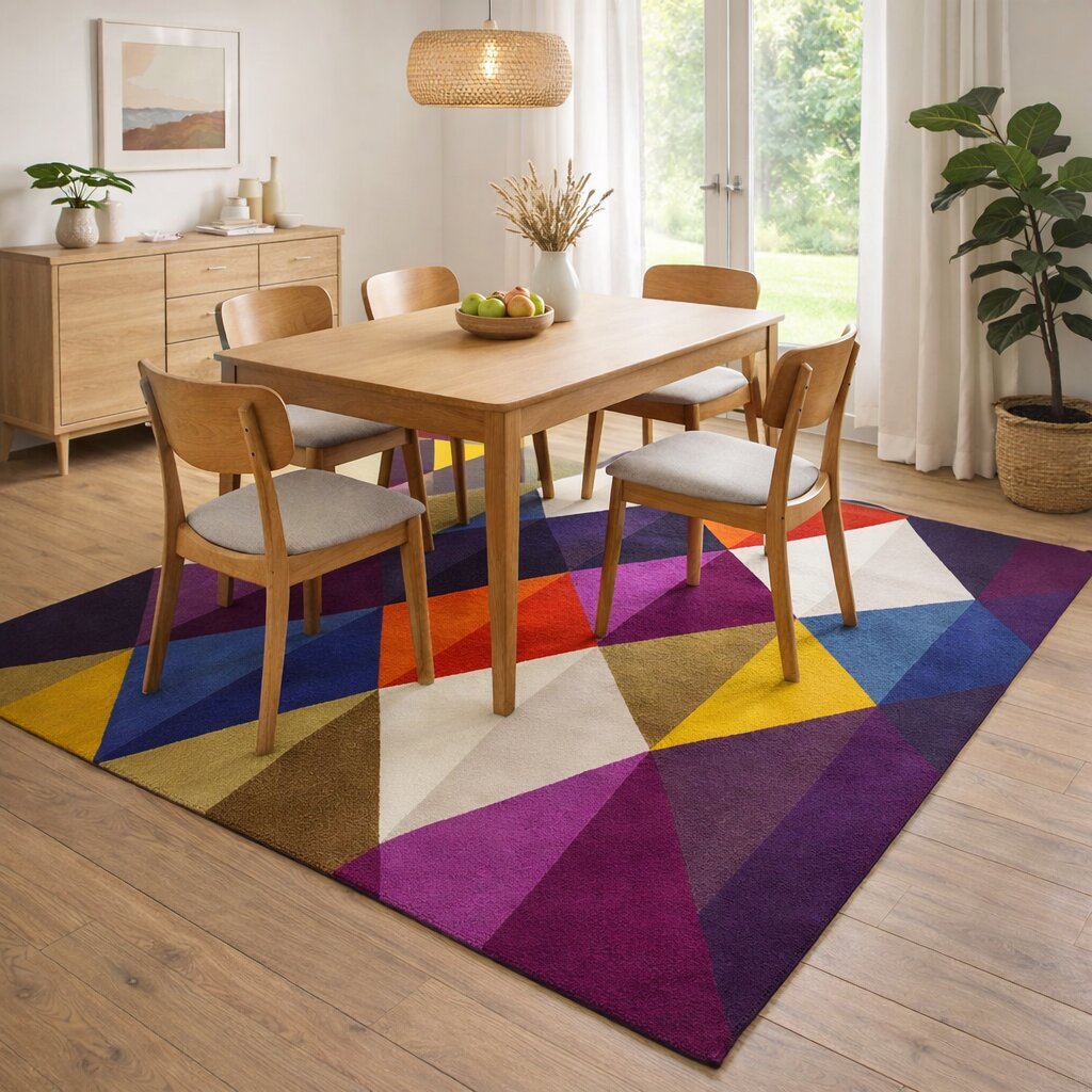 Vibrant Geometric Diamond Multicolor Rug