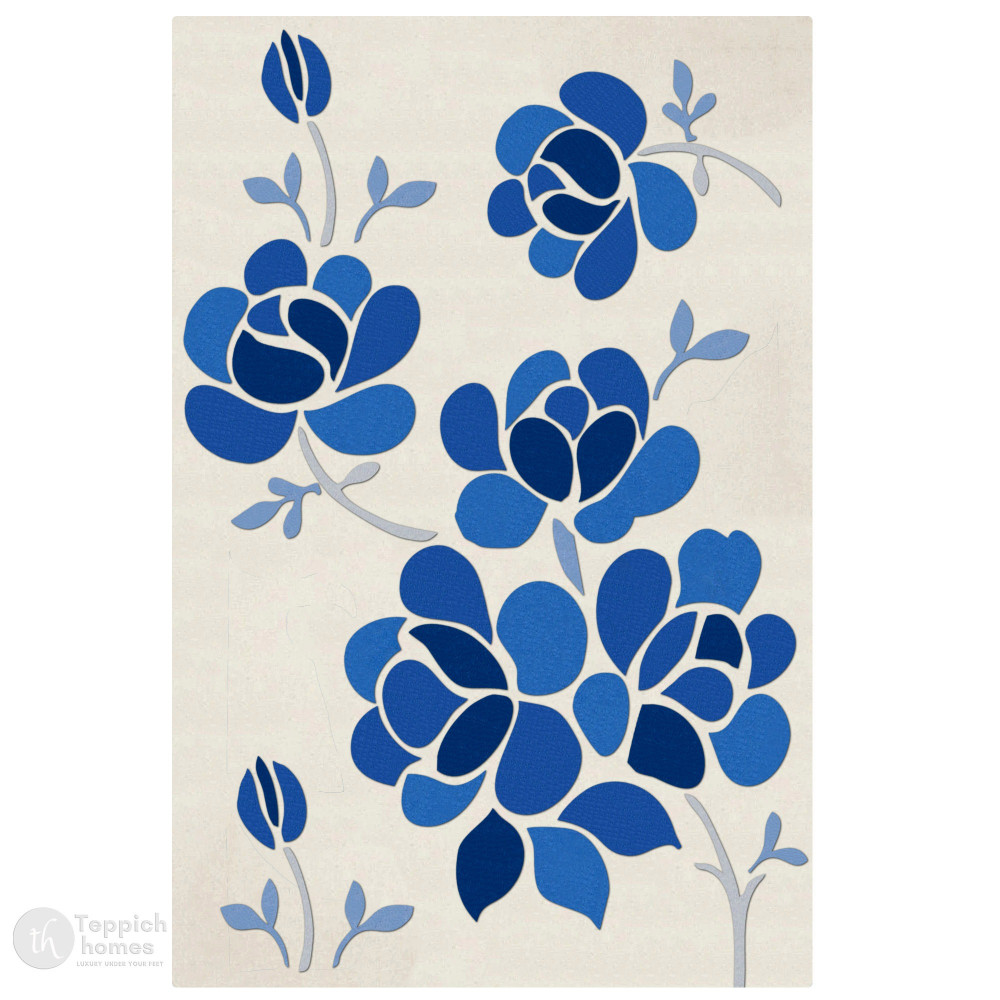 Image of Elegant Floral Design Accent Wool Rug