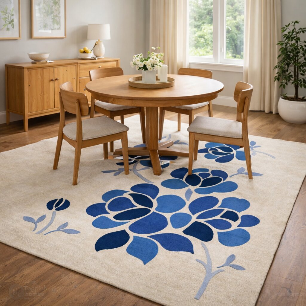 Elegant Floral Design Accent Wool Rug