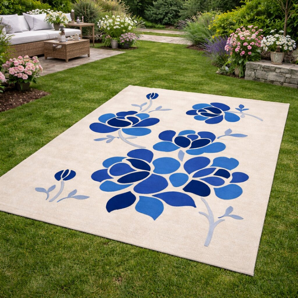 Elegant Floral Design Accent Wool Rug