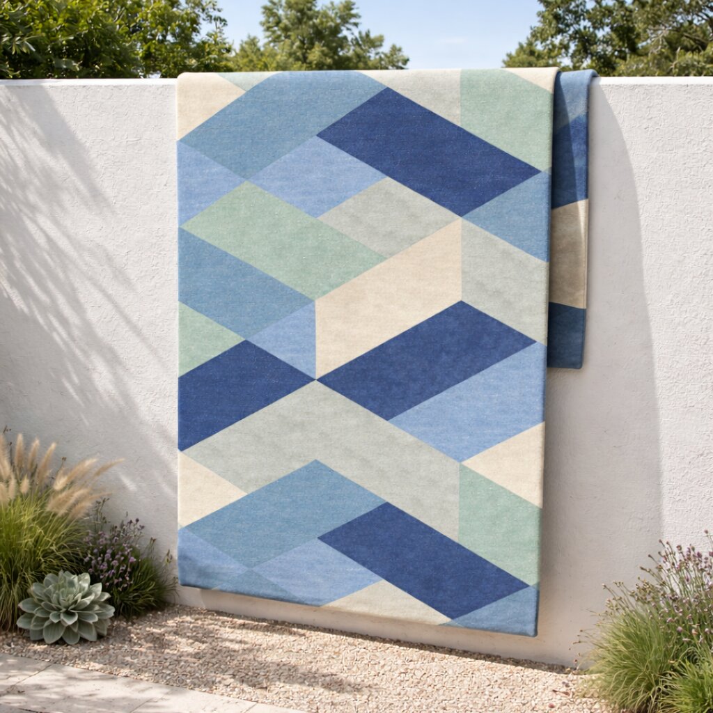 Modern Geometric Optical Illusion Multicolor Rug