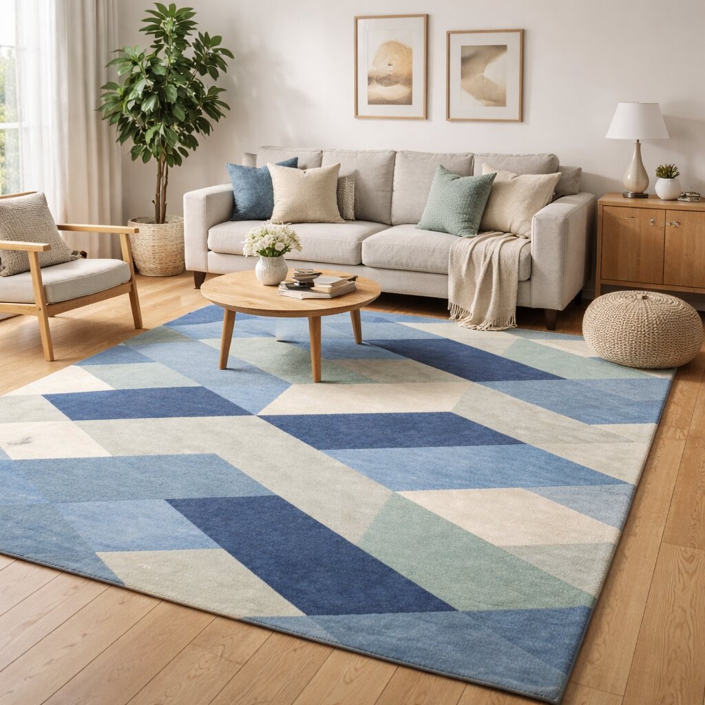 Modern Geometric Optical Illusion Multicolor Rug