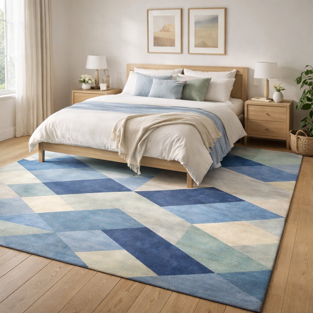 Modern Geometric Optical Illusion Multicolor Rug