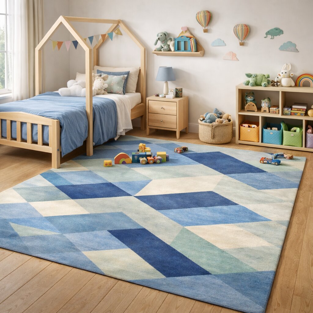 Modern Geometric Optical Illusion Multicolor Rug