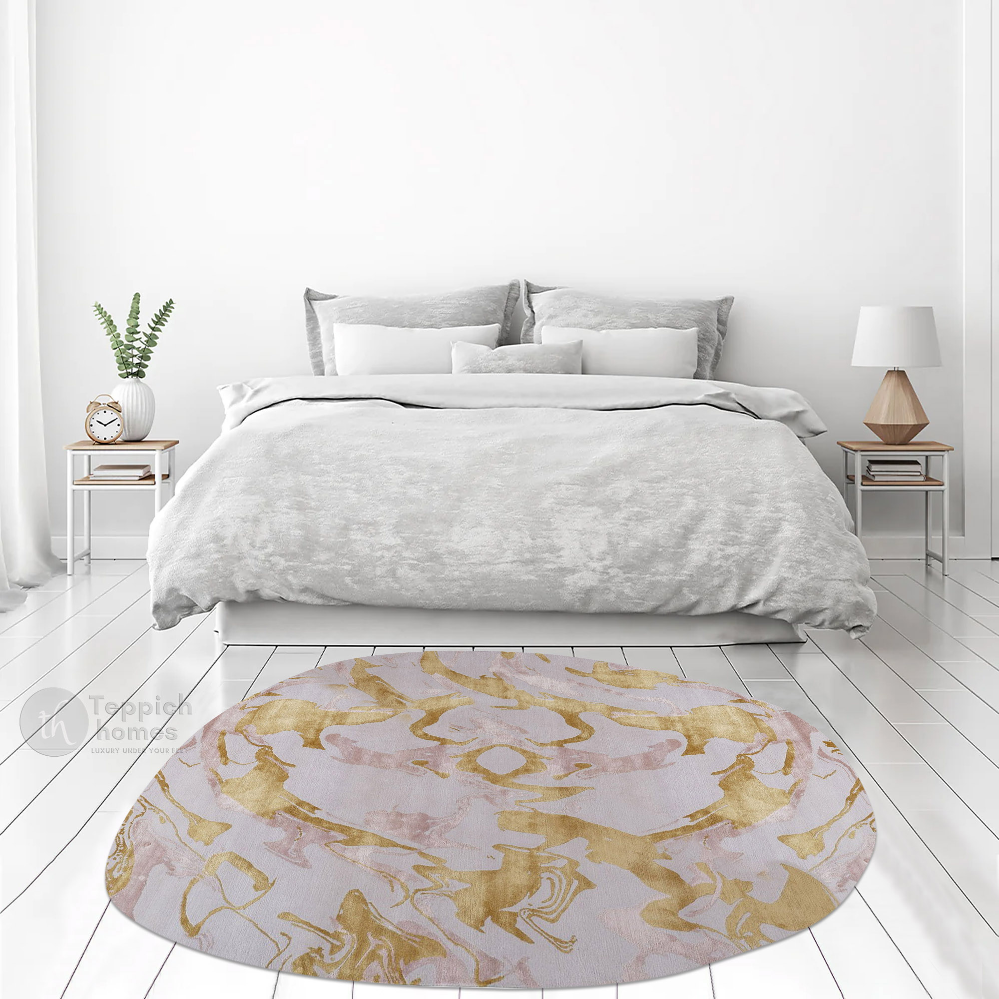 Luxury Abstract Marble Design Oval Rug 5x7