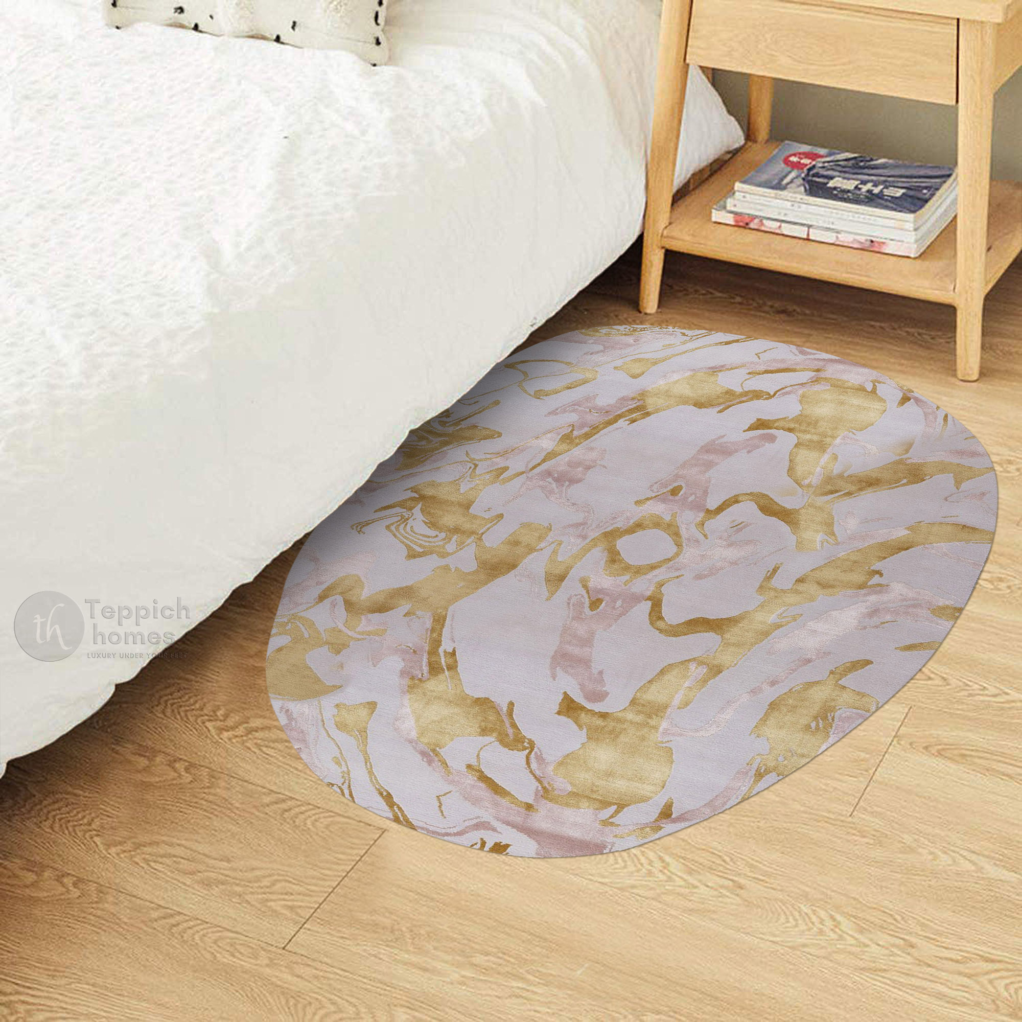 Luxury Abstract Marble Design Oval Rug 6x9