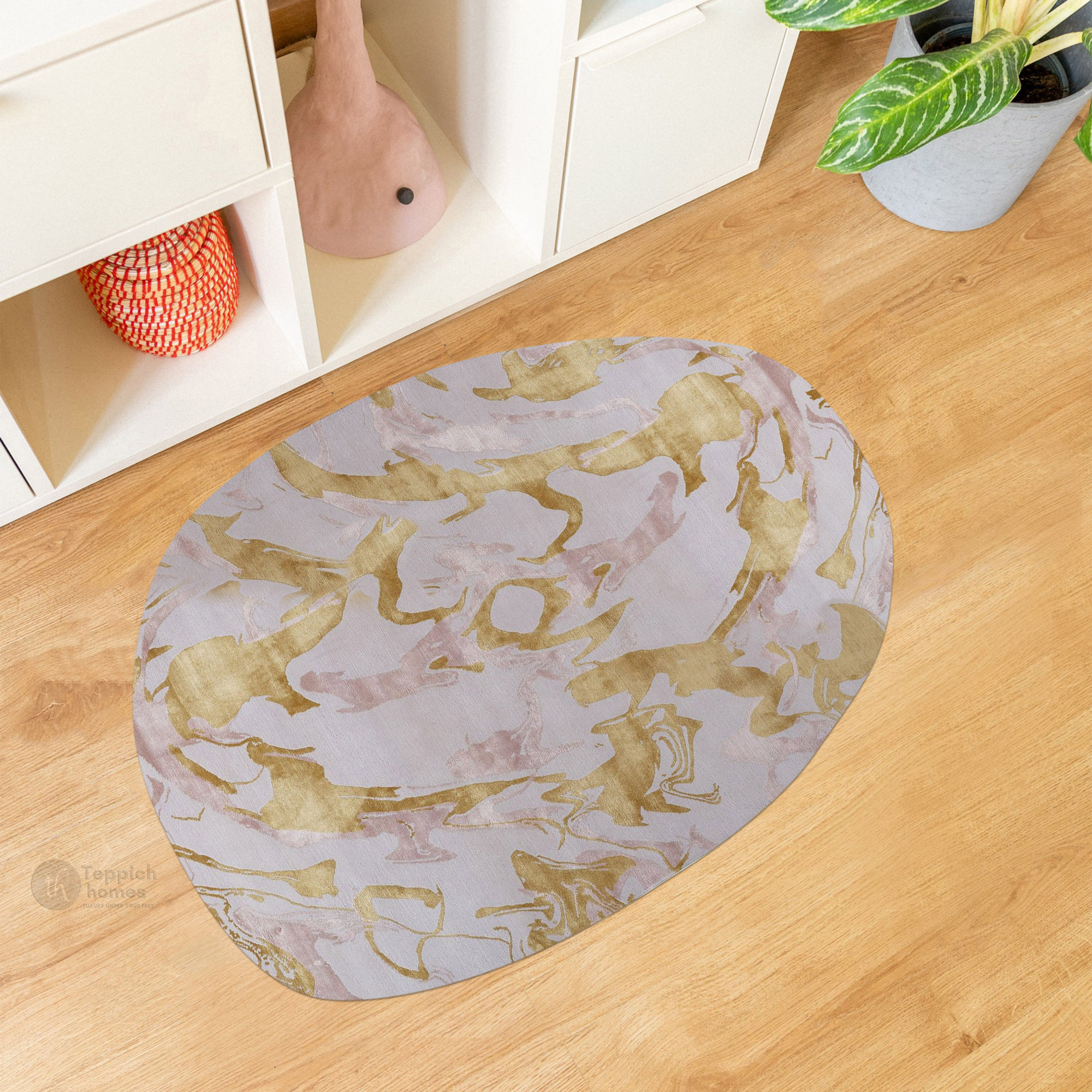 Luxury Abstract Marble Design Oval Rug  10x14