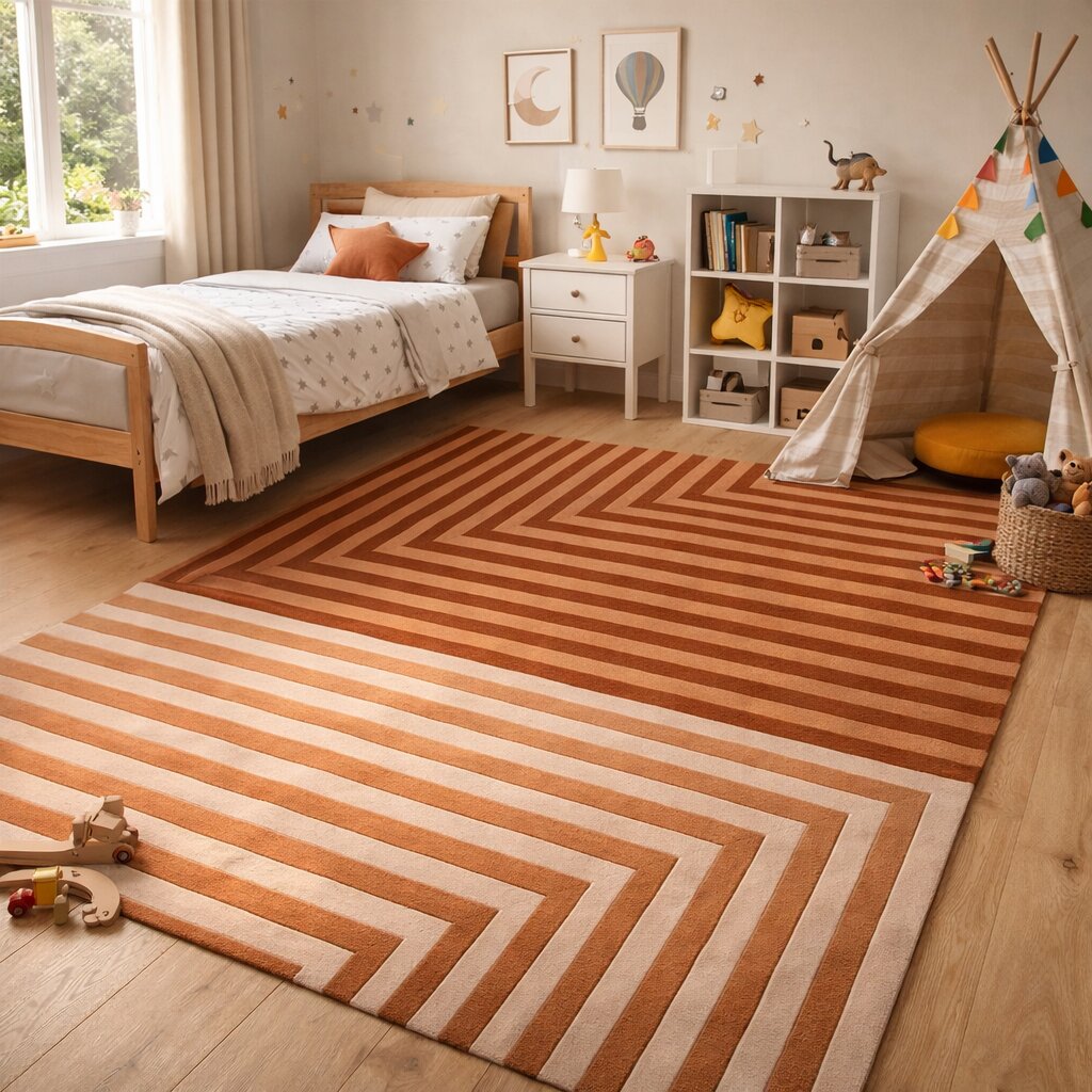 Modern Dual Tone Linear Rectangular Rug