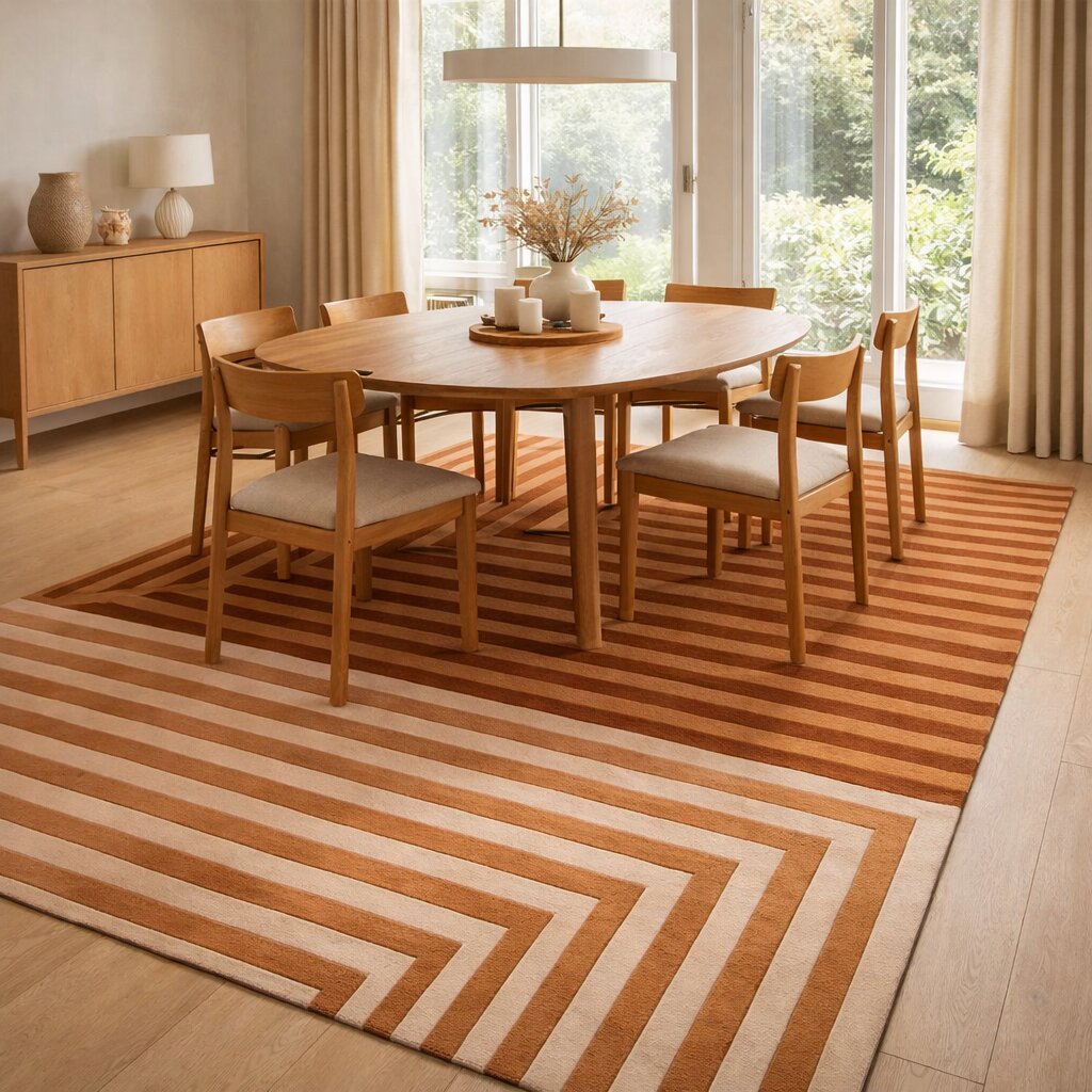 Modern Dual Tone Linear Rectangular Rug