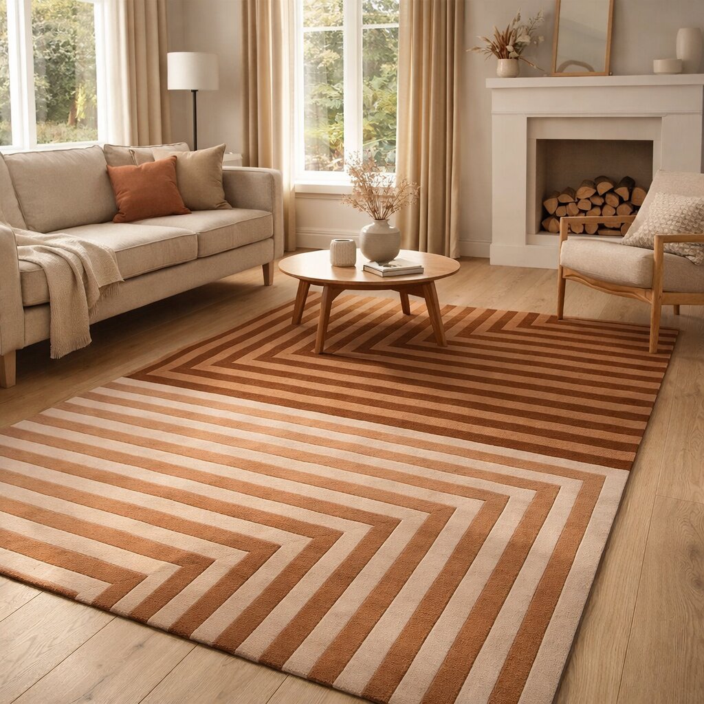 Modern Dual Tone Linear Rectangular Rug