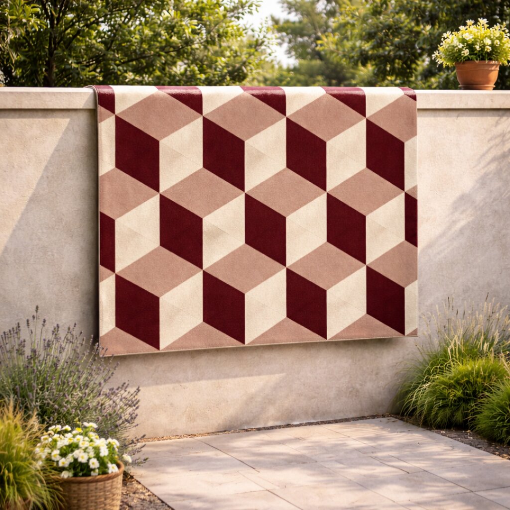 Geometric 3D Optical Cube Bedroom Area Rug