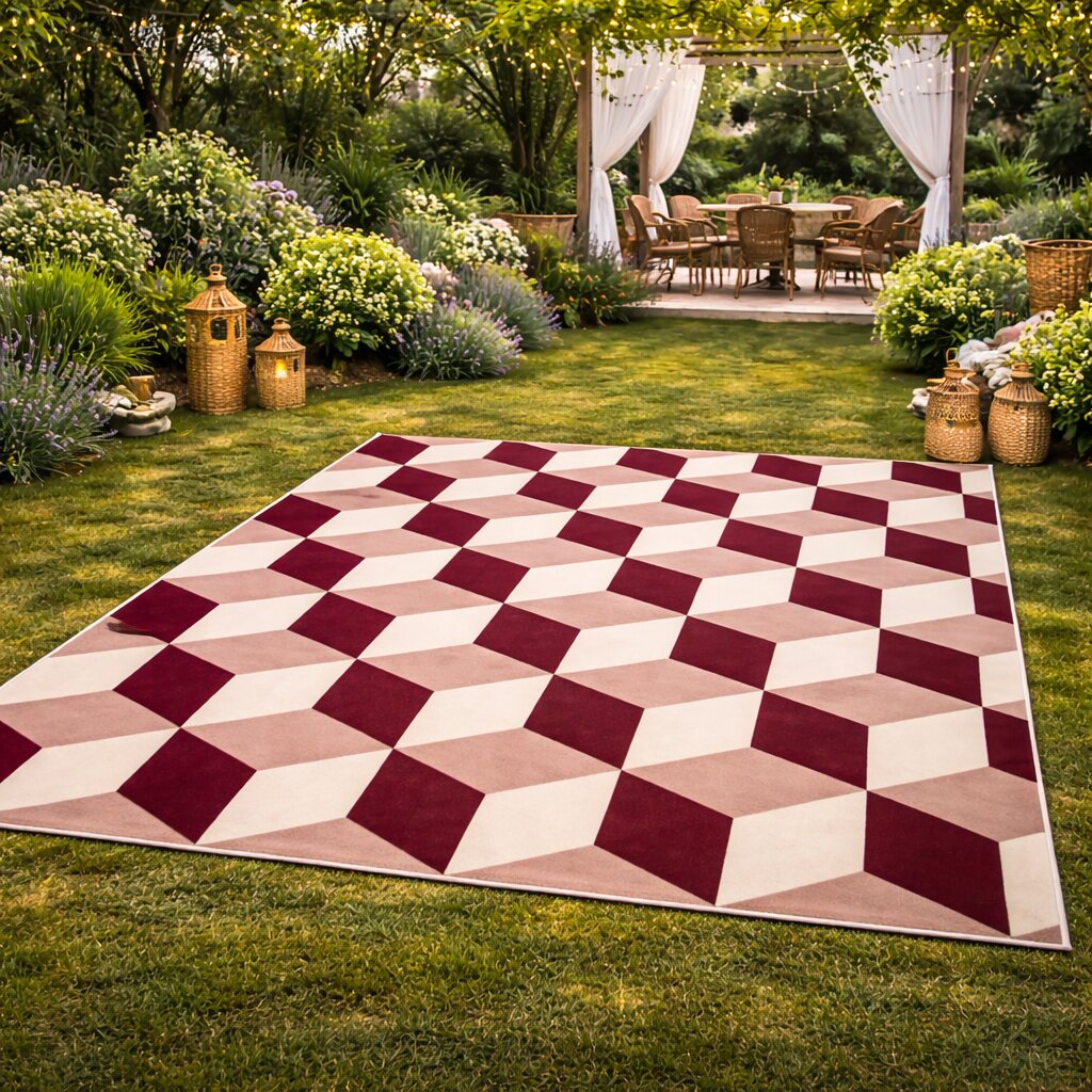 Geometric 3D Optical Cube Bedroom Area Rug