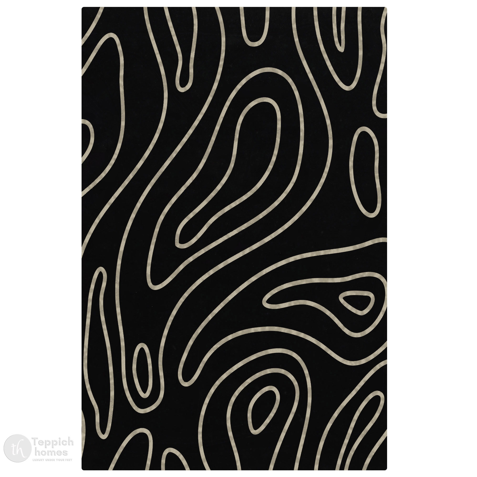 Abstract Topographic Pattern Black Rug