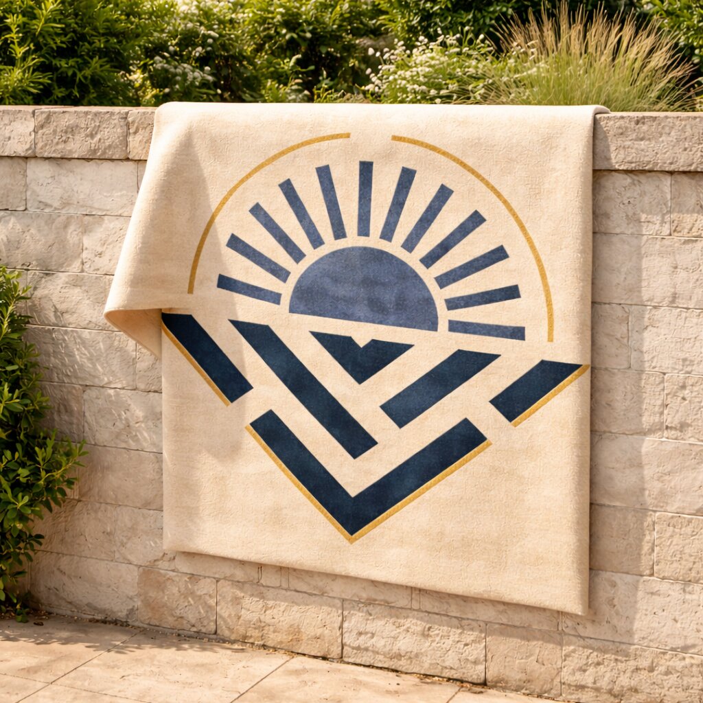 Beige Rug with Abstract Sunrise Design