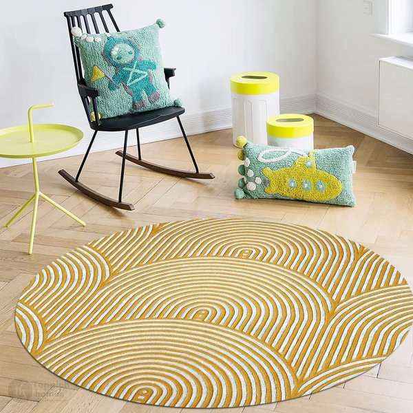 Mustard round rug | Arch pattern rug | Handmade | Arch tufted rug | 8x8 ...