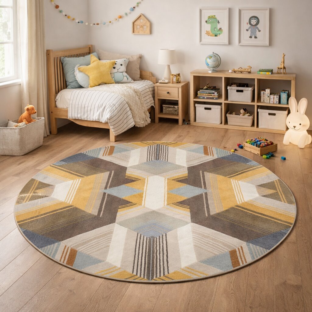 Round Tufte Circle Area Rug 7x7 8x8 9x9 10x10 Living Room