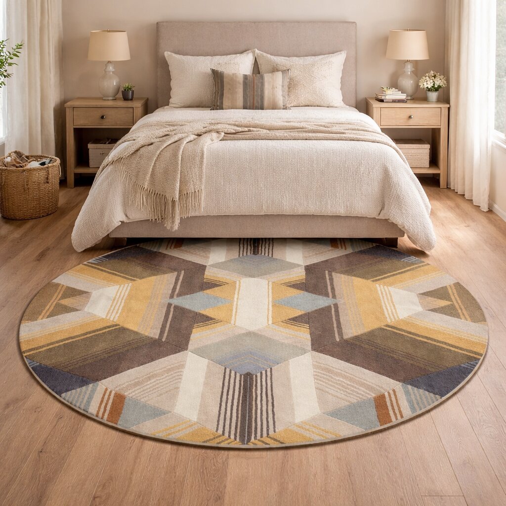 Round Tufte Circle Area Rug 7x7 8x8 9x9 10x10 Living Room