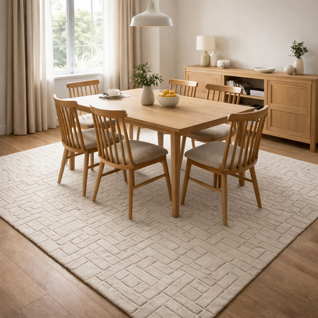 Handmade Tufted White Rug 5x7 5x8 6x8 6x9 Woolen Area Rug for Bedroom Living Room