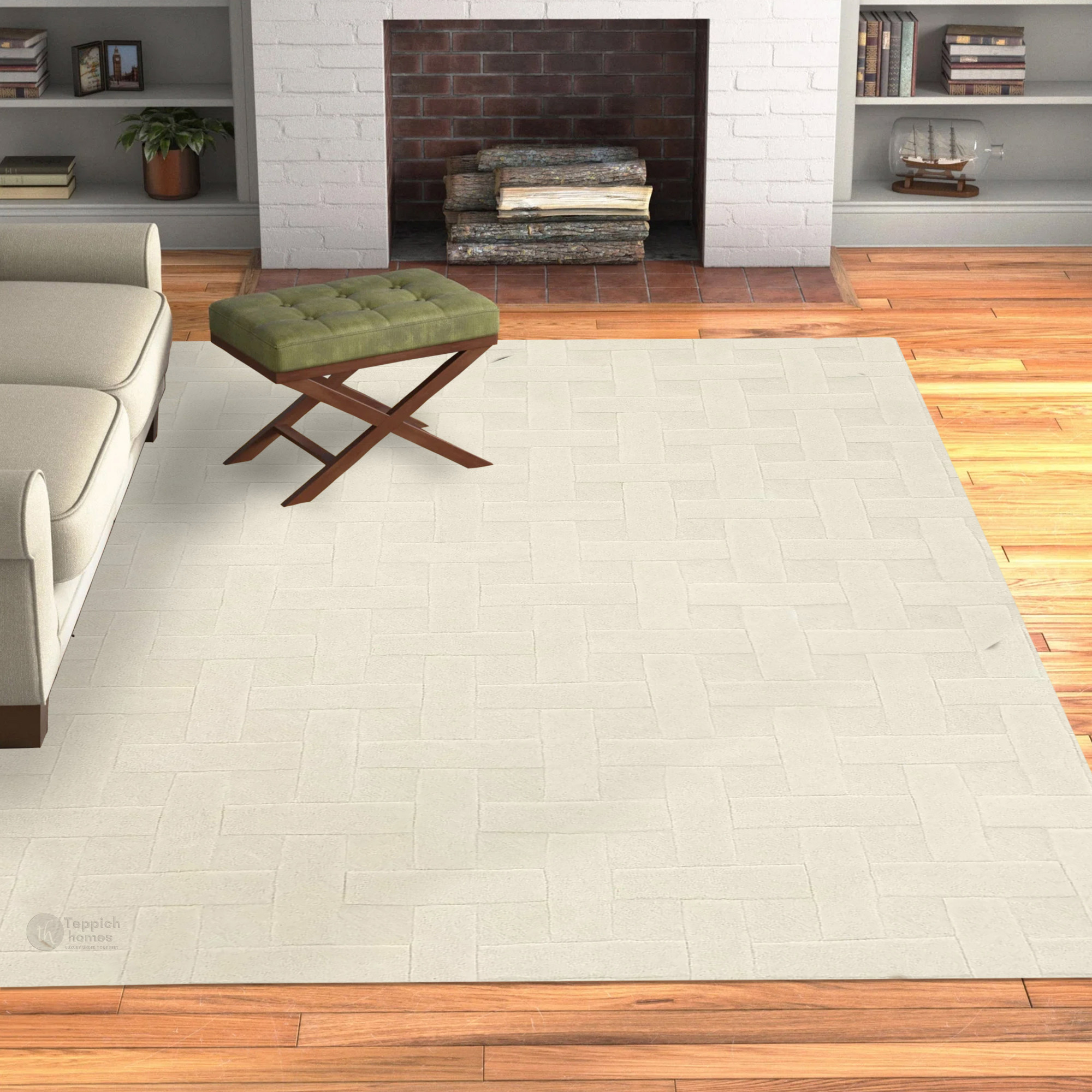 Textured Rugs 9x12 Basket Weave Texture Cream Rug | 9x12 Rugs