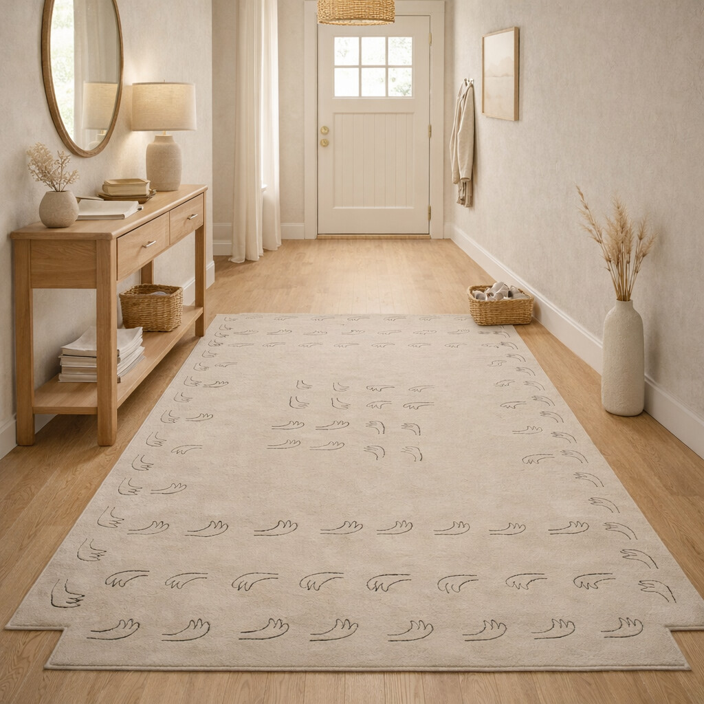 Woolen Area Rug Hand Tufted Beige Hand Design Carpet 8x10 8x11 9x10 9x12 Bedroom