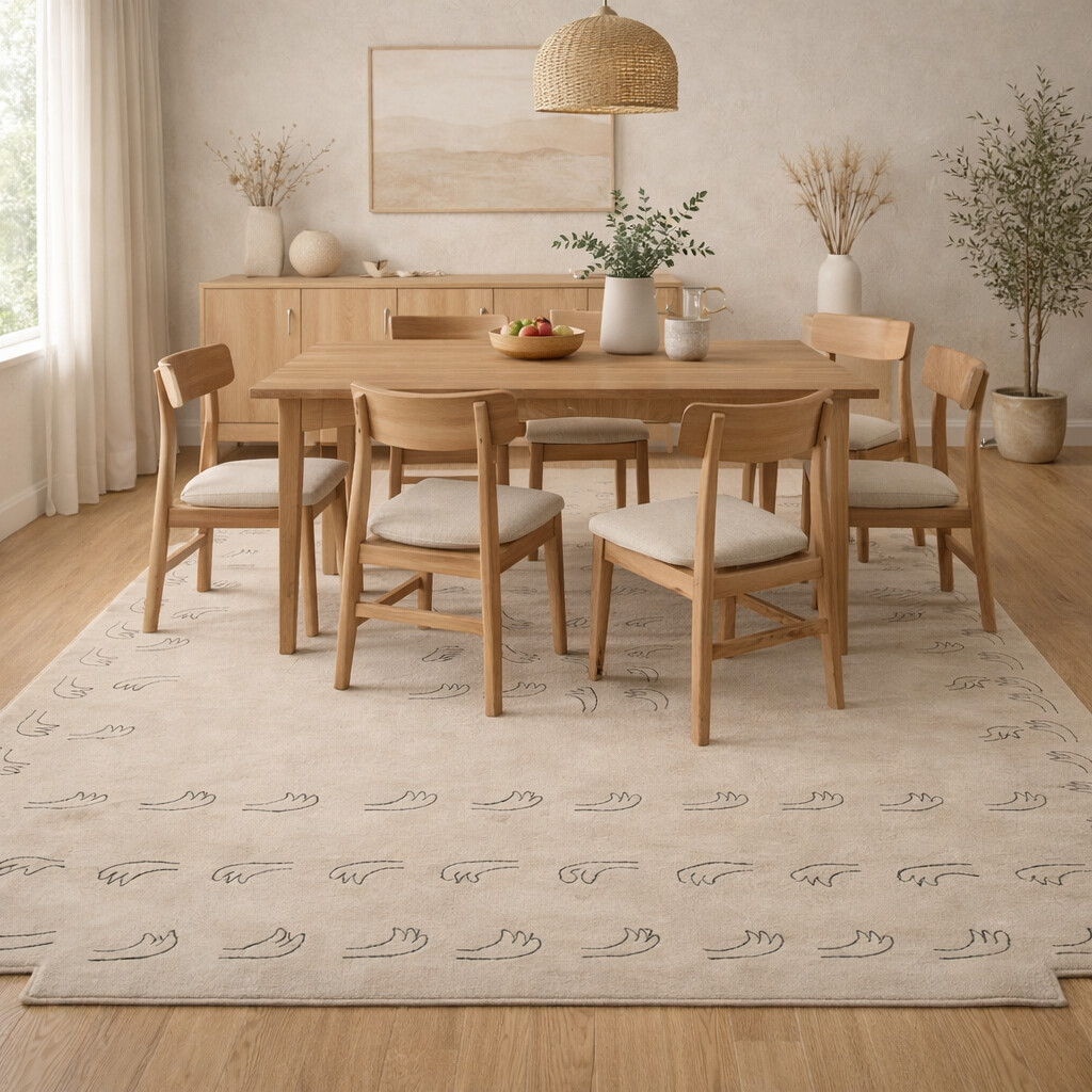 Woolen Area Rug Hand Tufted Beige Hand Design Carpet 8x10 8x11 9x10 9x12 Bedroom