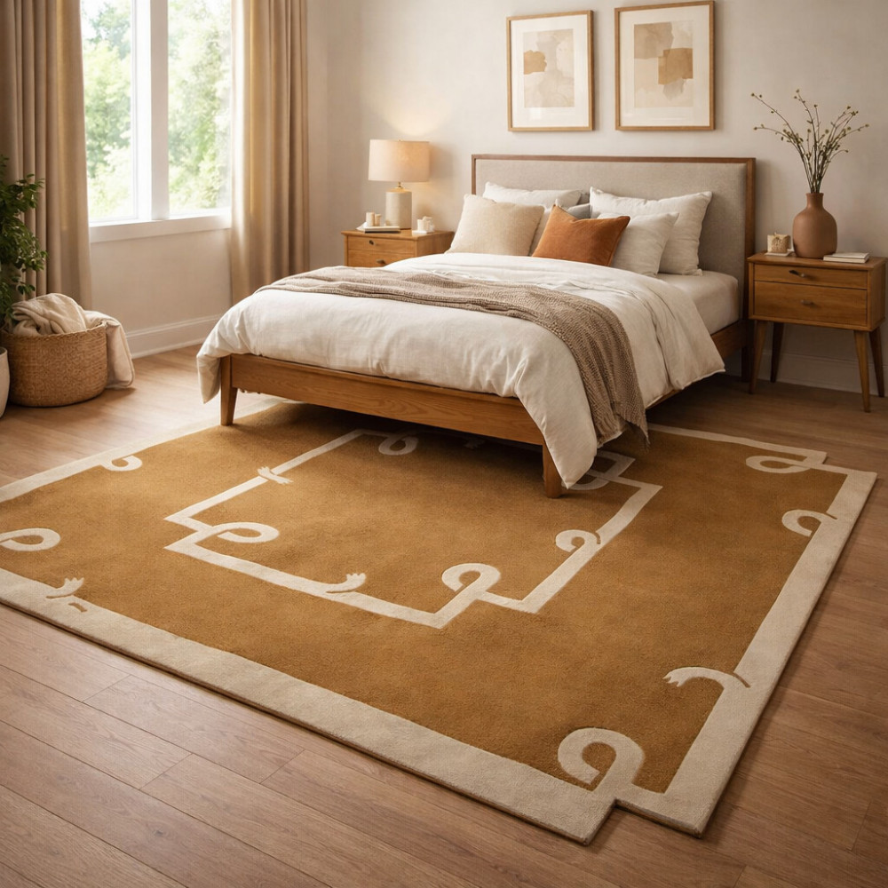 Image of Yellow Mustard Rug, Hand Tufted, Living Room Rug, 5x7, 5x8, 6x8, 6x9, Bedroom Carpet