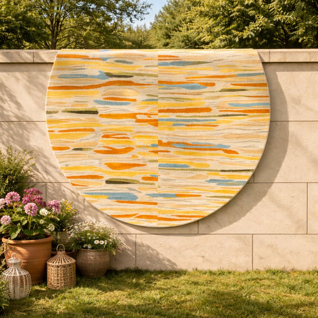 Hand Tufted Round Rug Wool Viscose Carpet Living Room Bedroom