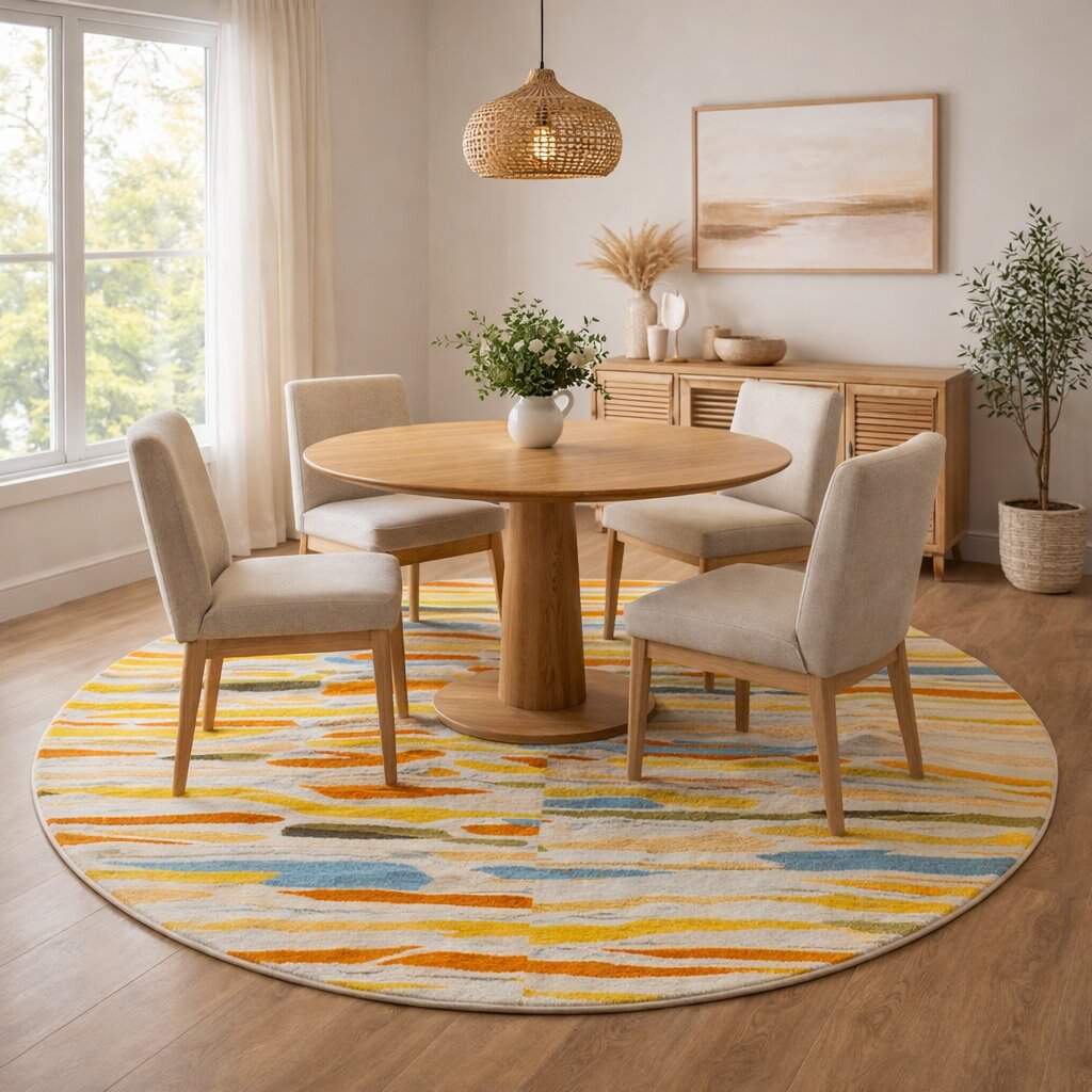 Hand Tufted Round Rug Wool Viscose Carpet Living Room Bedroom