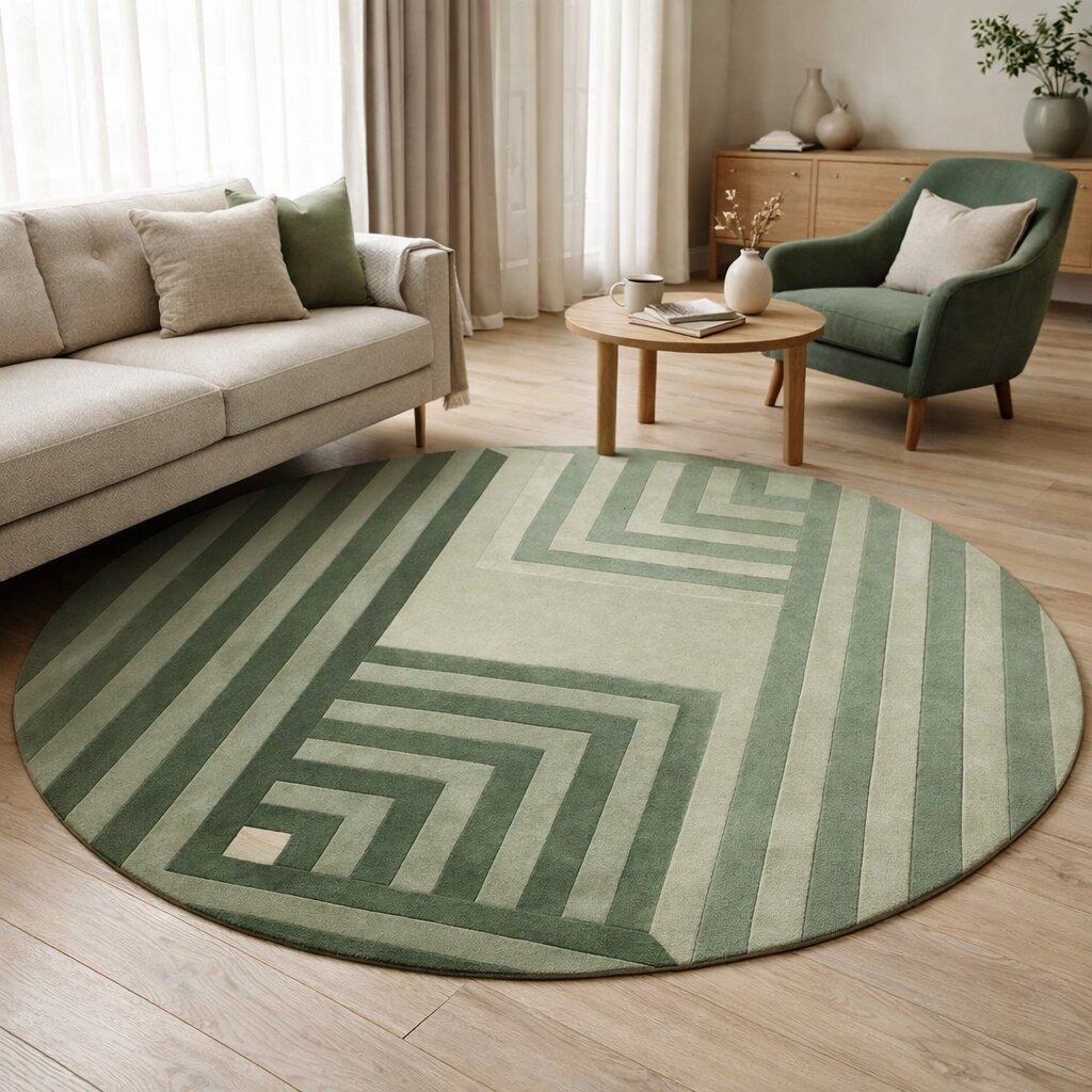 Hand Tufted Round Area Rug 6x6 8x8 9x9 Green Carpet Living Room Rug 16x16 Circle