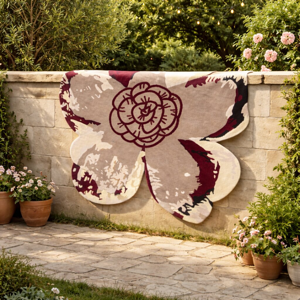 Flower Round Carpet 9x9 10x10 11x11 12x12 Wool Area Rug Handmade Tufte Bedroom Living Room