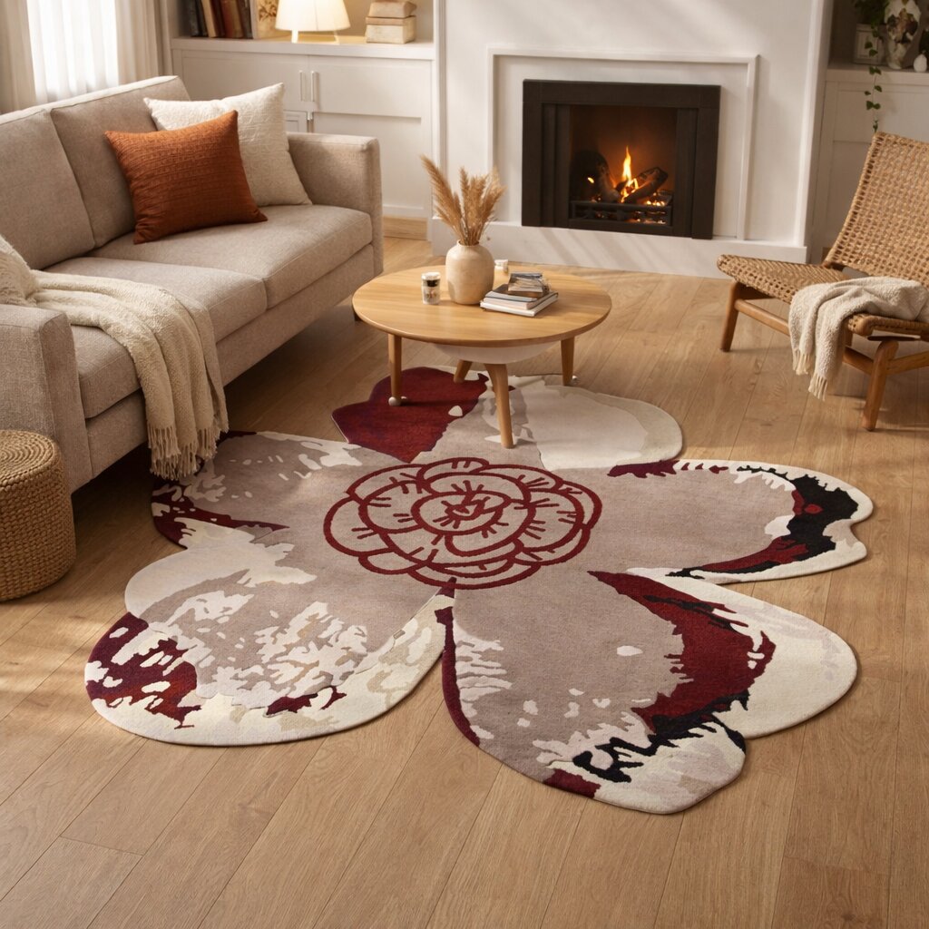 Flower Round Carpet 9x9 10x10 11x11 12x12 Wool Area Rug Handmade Tufte Bedroom Living Room