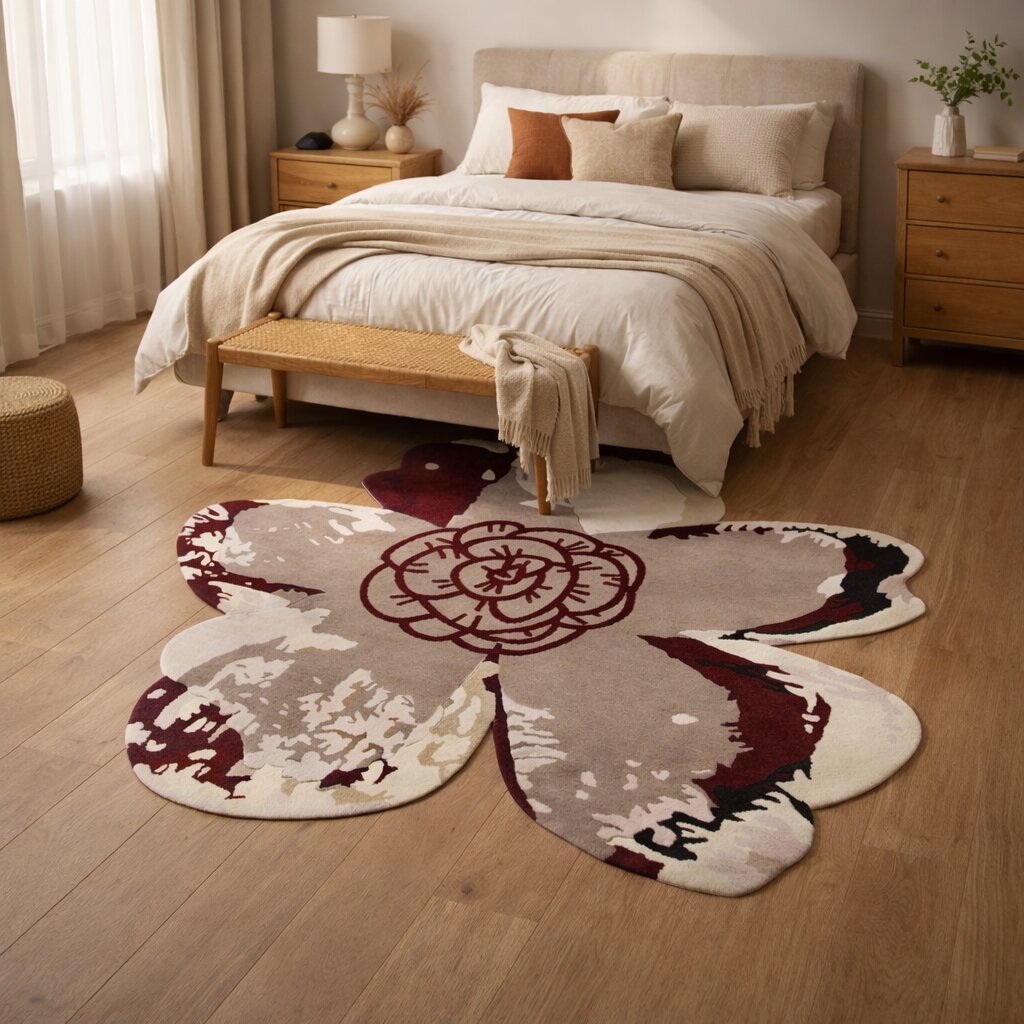 Flower Round Carpet 9x9 10x10 11x11 12x12 Wool Area Rug Handmade Tufte Bedroom Living Room
