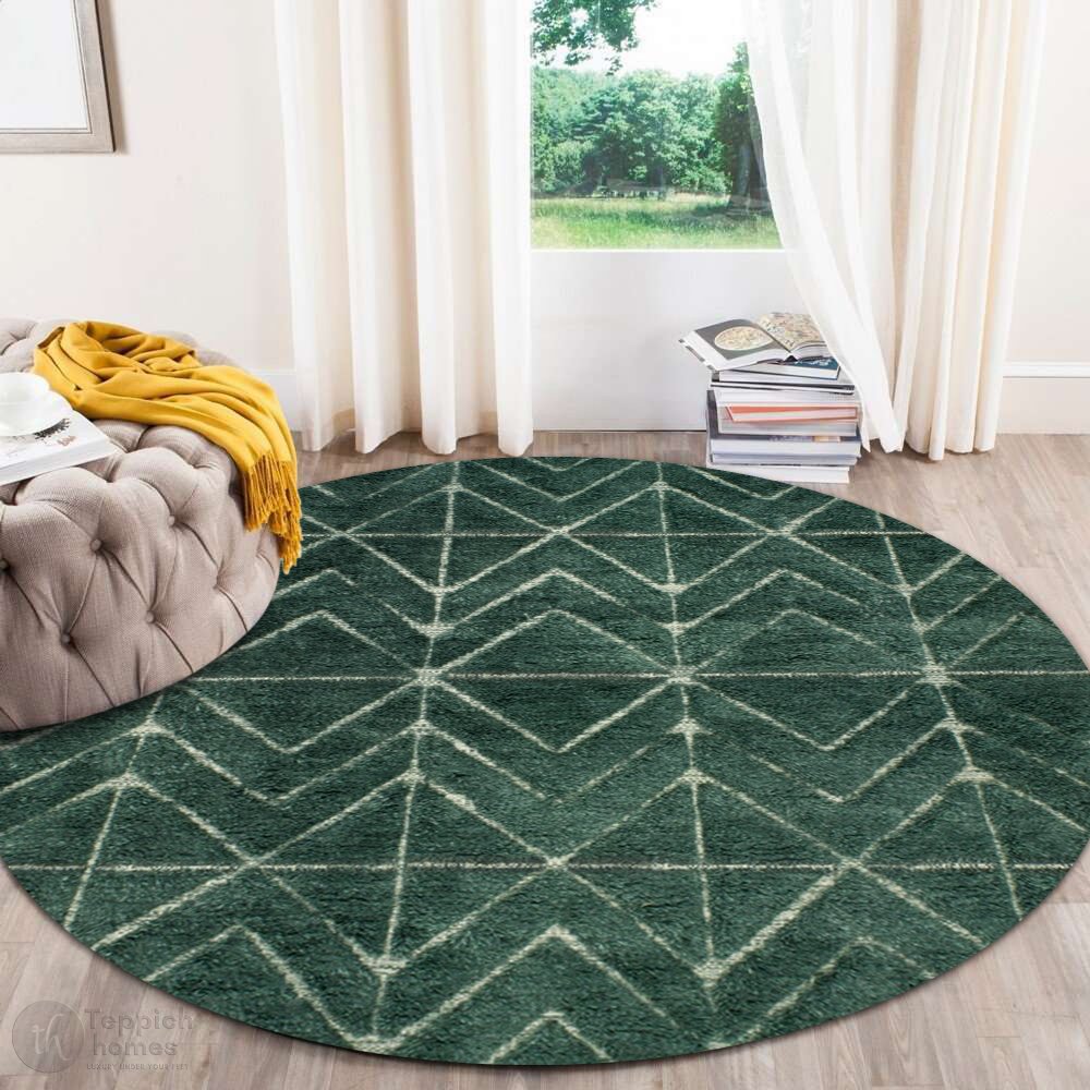 Round Are Rug Green Green Rug, Handmade, Woven Area Rug, 5x5, 6x6, 7x7, 8x8, Round Carpet ...