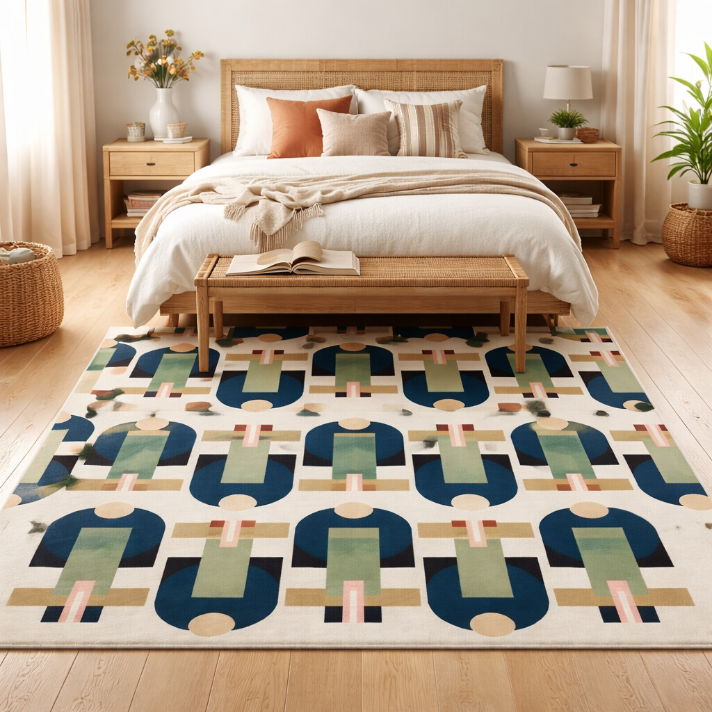 Hand-Tufted Abstract Multicolor Woolen Rug  Vibrant Expression Carpet