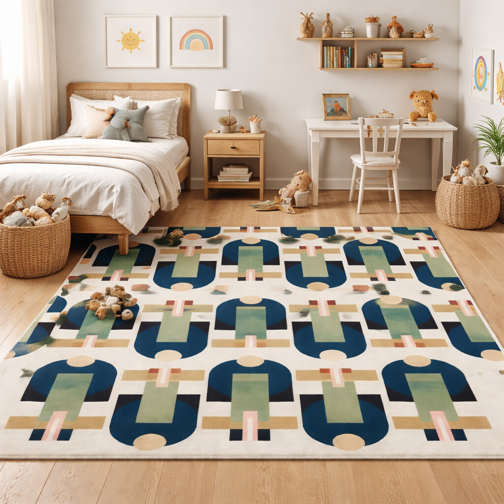 Hand-Tufted Abstract Multicolor Woolen Rug  Vibrant Expression Carpet