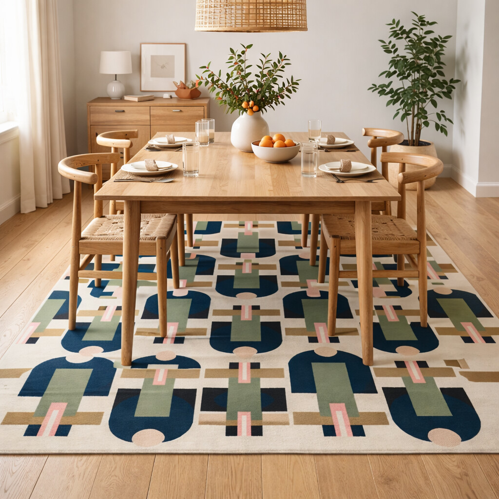 Hand-Tufted Abstract Multicolor Woolen Rug  Vibrant Expression Carpet