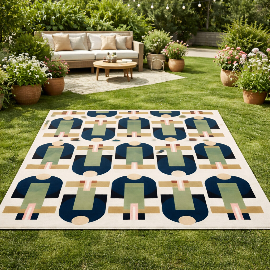 Hand-Tufted Abstract Multicolor Woolen Rug  Vibrant Expression Carpet