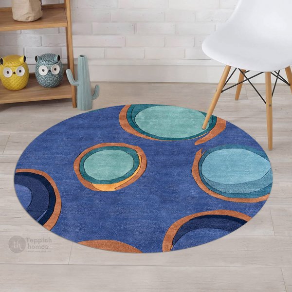 8x8 Dining room rug | 9x9, 10x10, 11x11, 12x12 | Hand tufting | Blue ...