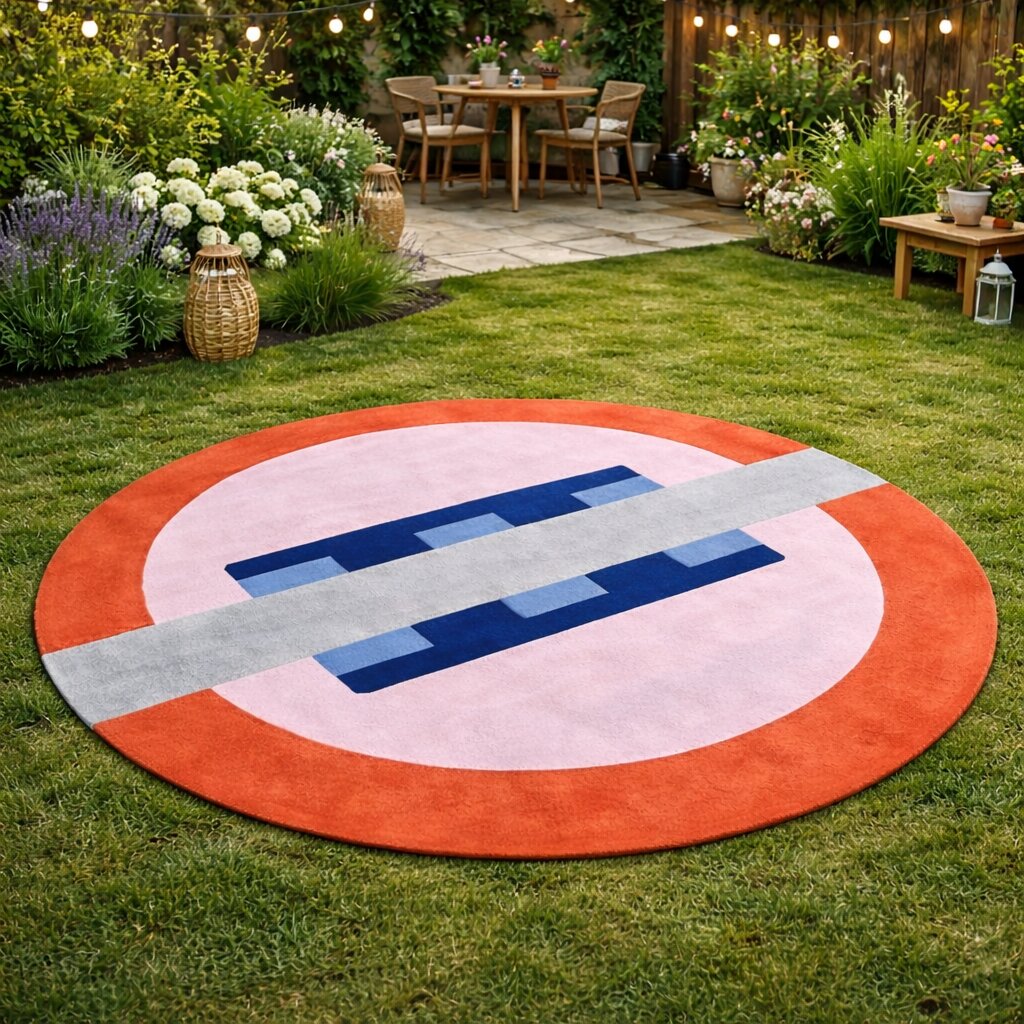 Round wool rug  Hand tuft  Pink area rugs  9x9 10x10 11x11  Bedroom Living room carpet  Geometric carpet