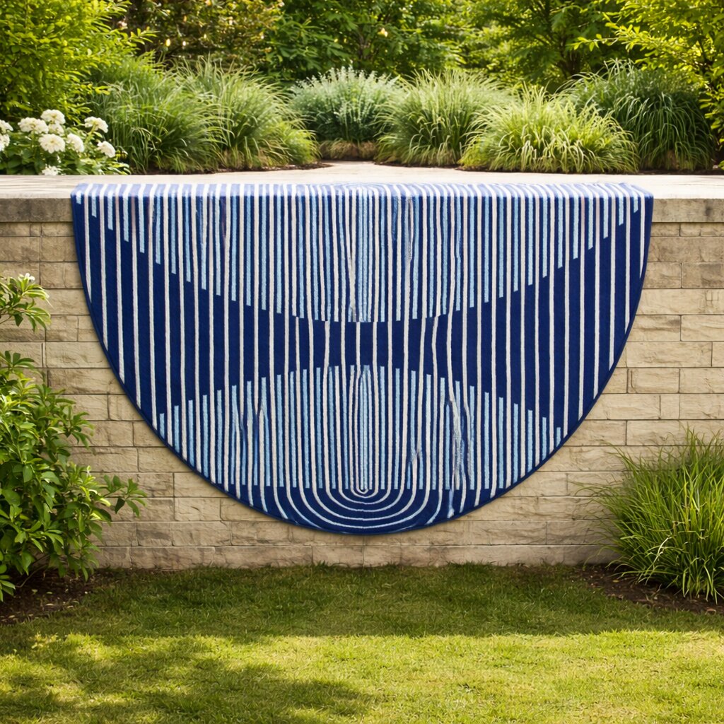 Circle Blue Rug 5x5 6x6 7x7 8x8 Wool Area Rug Modern Floor Carpet Living Room