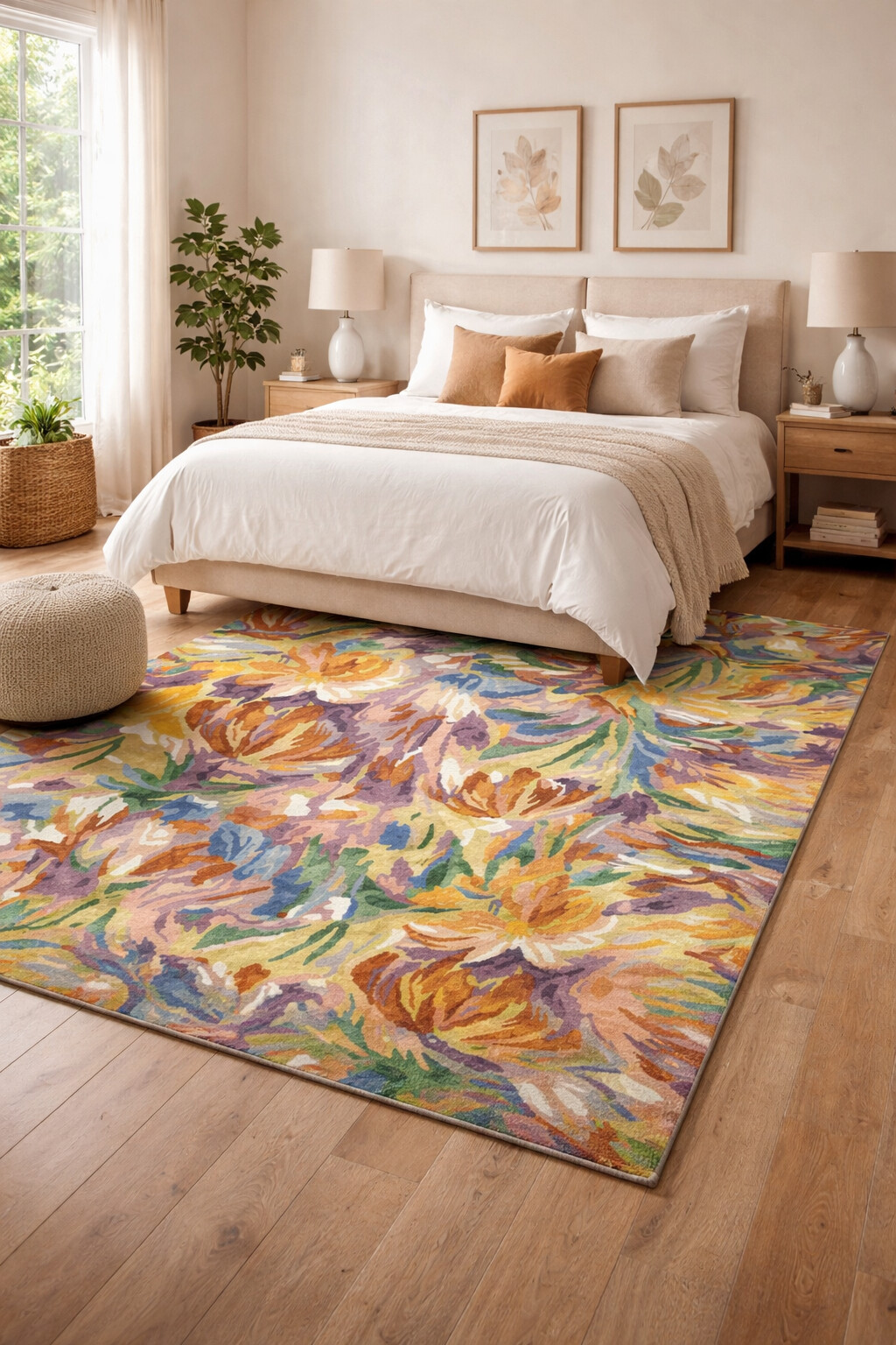 Flower Design Hand Tufted Wool Area Rug 5x7 5x8 6x8 6x9 Handmade Rug Living Room