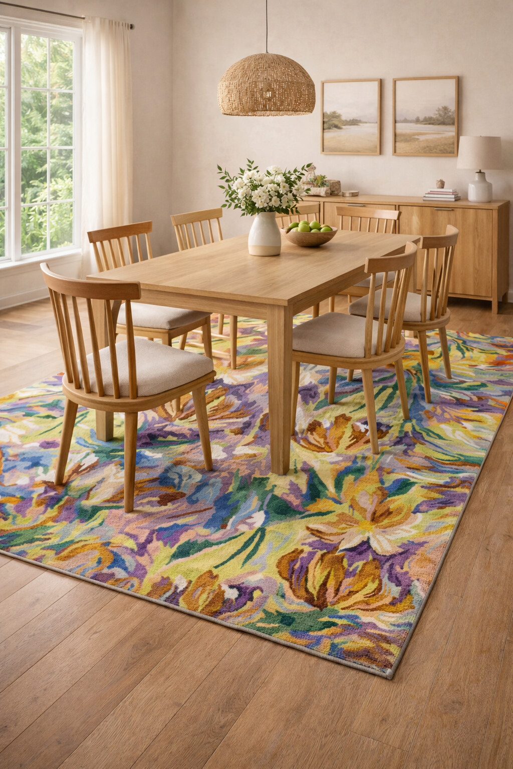 Flower Design Hand Tufted Wool Area Rug 5x7 5x8 6x8 6x9 Handmade Rug Living Room