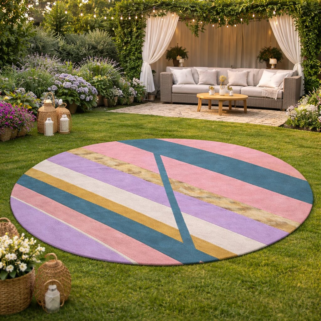 Pink Rug Wool Silk Carpet Hand Tufted 6x6 7x7 9x9 10x10 Round Rug Dinning Room